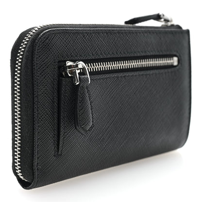 Prada Saffiano Triangle Zip Around Keychain Black 3 of 8