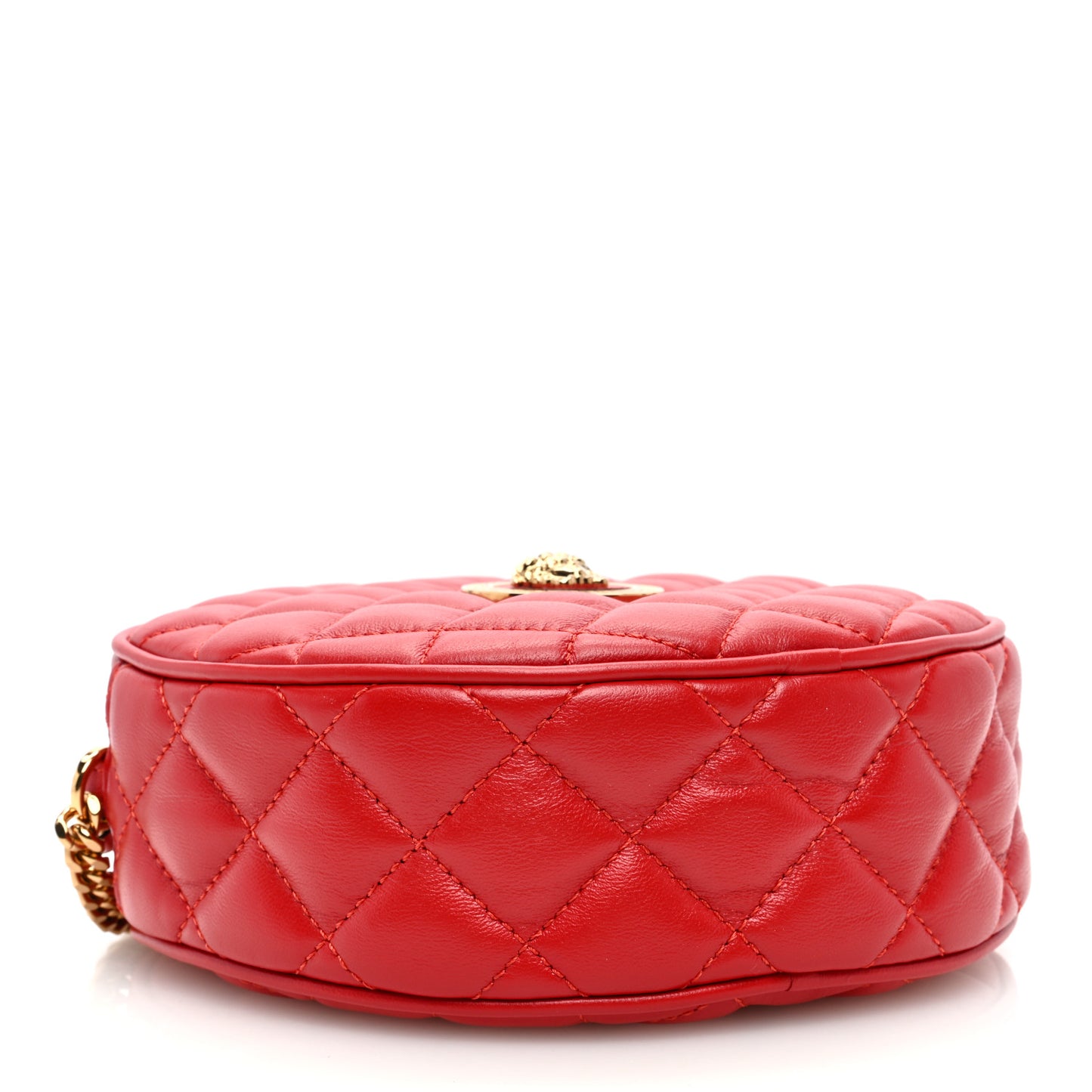 Nappa Quilted La Medusa Round Camera Bag Red