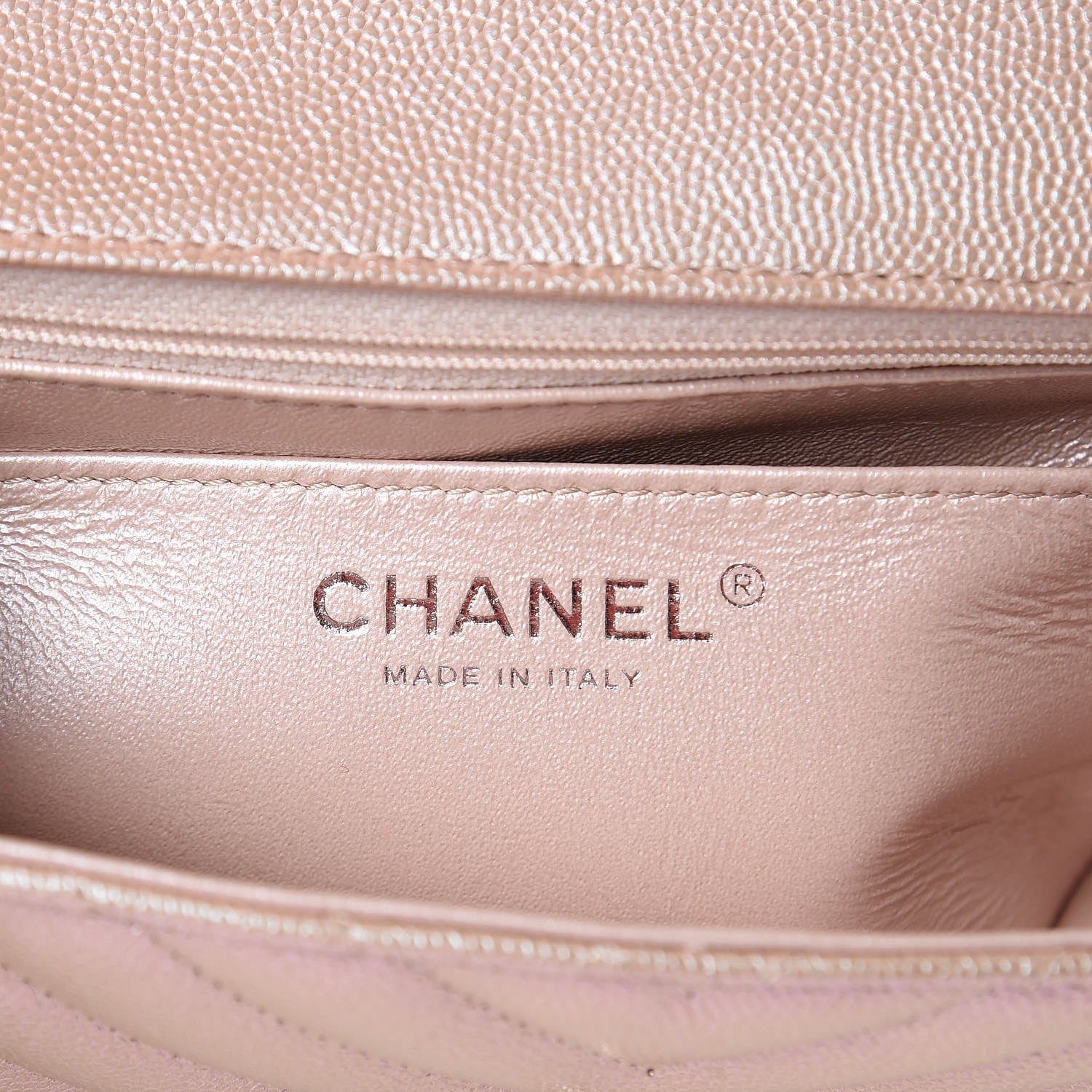 Chanel Iridescent Caviar Chevron Quilted Mini Rectangular Flap Light Gold 6 of 10