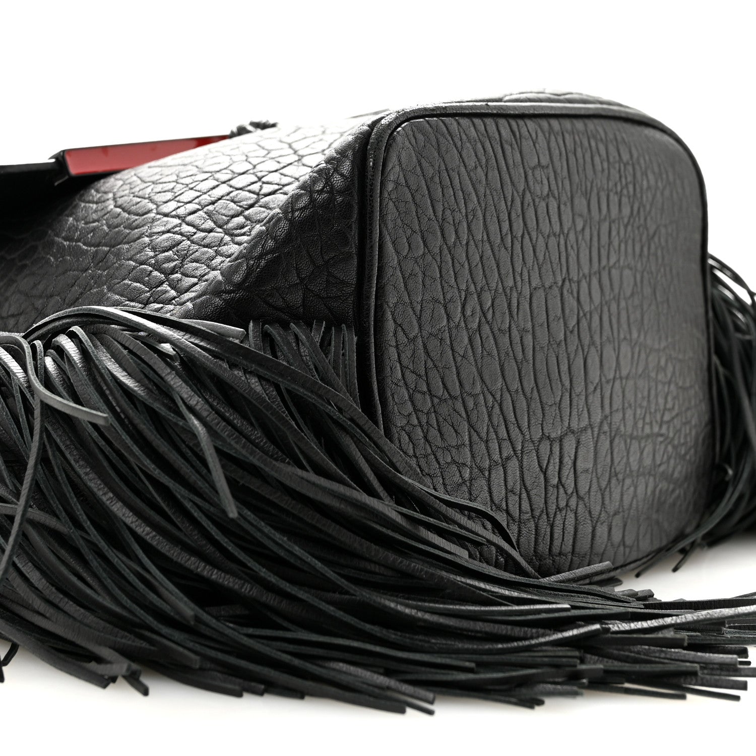 Christian Louboutin Pebbled Calfskin Fringe Lucky L Convertible Backpack Black 9 of 15