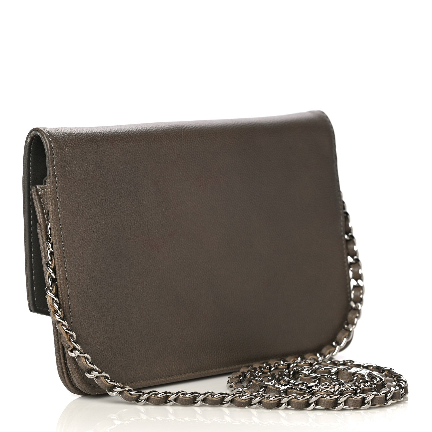 Chanel Caviar Sevruga Wallet On Chain WOC Grey 3 of 15