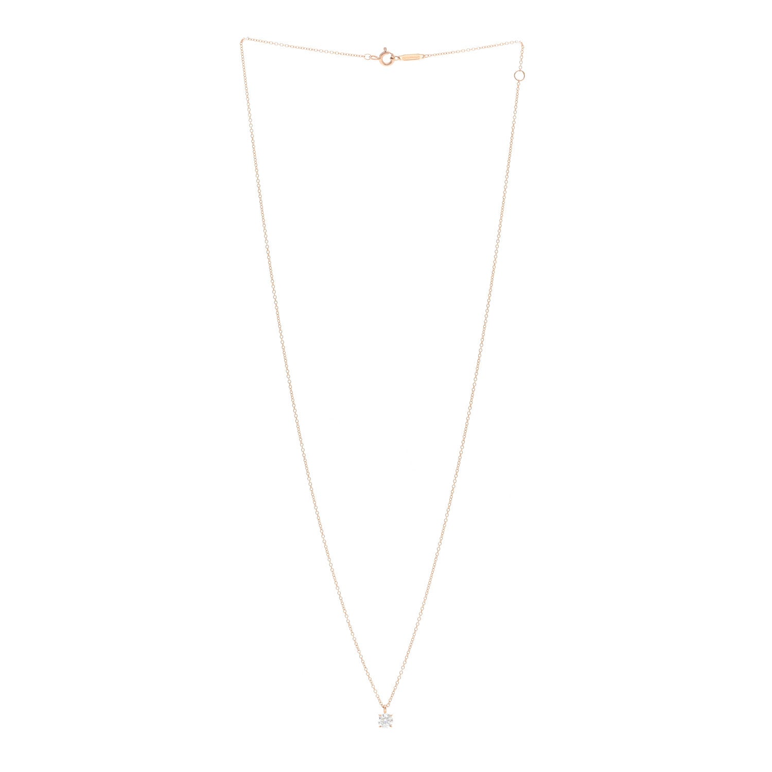 Tiffany 18K Rose Gold Diamond .40ct Solitaire Pendant Necklace 3 of 5