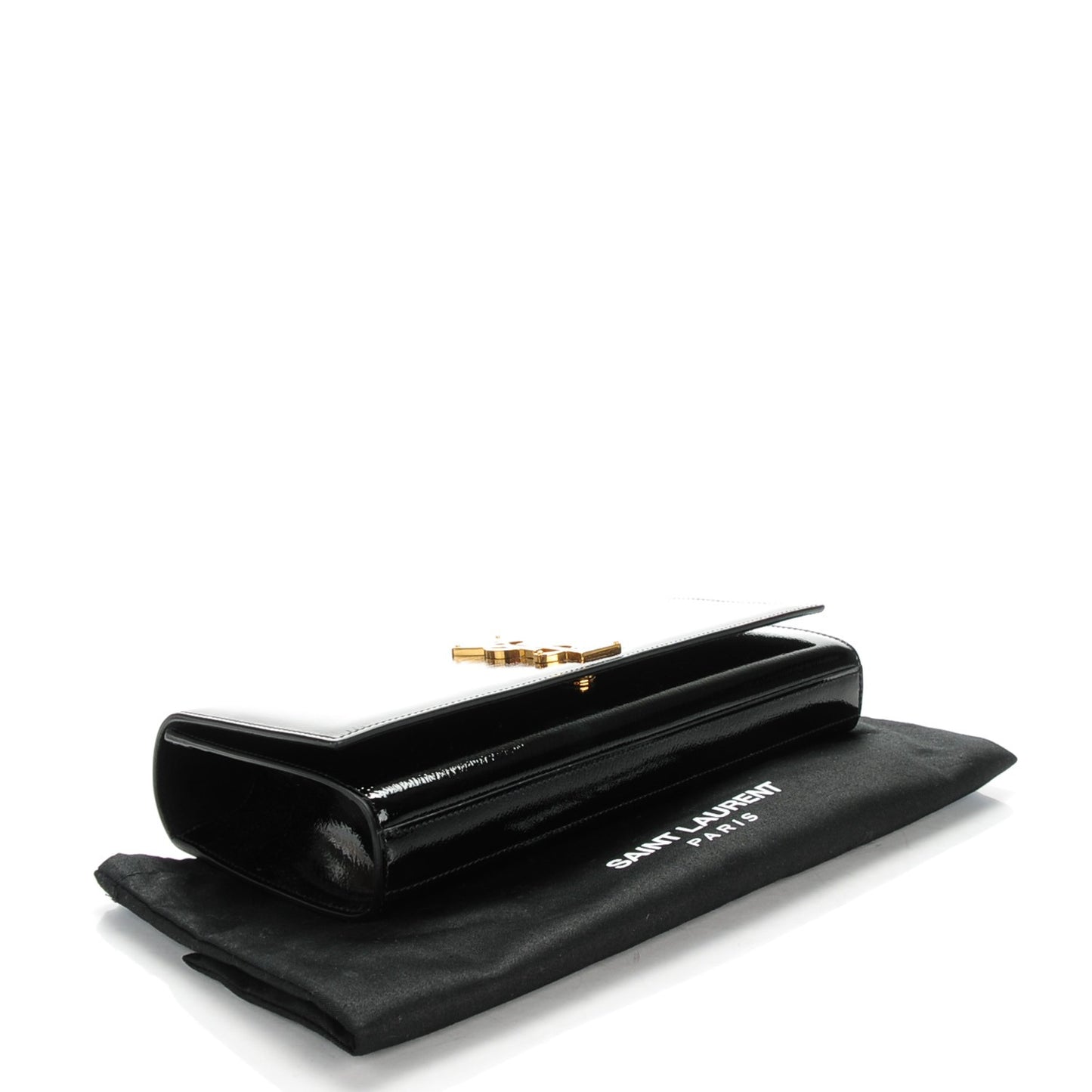 Textured Patent Classic Monogram Clutch Black