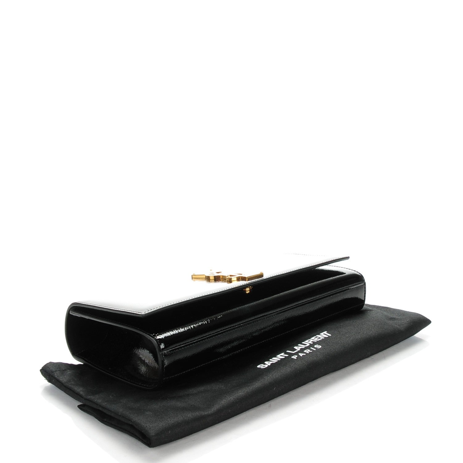 Saint Laurent Textured Patent Classic Monogram Clutch Black 4 of 6