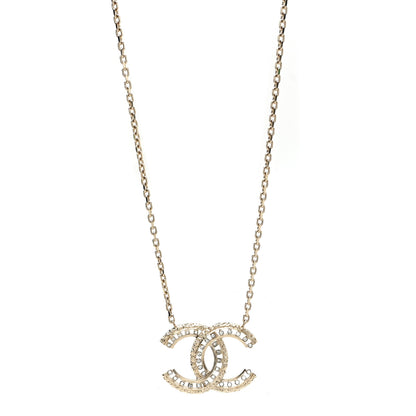 Chanel Crystal Textured CC Necklace Gold 1 of 5