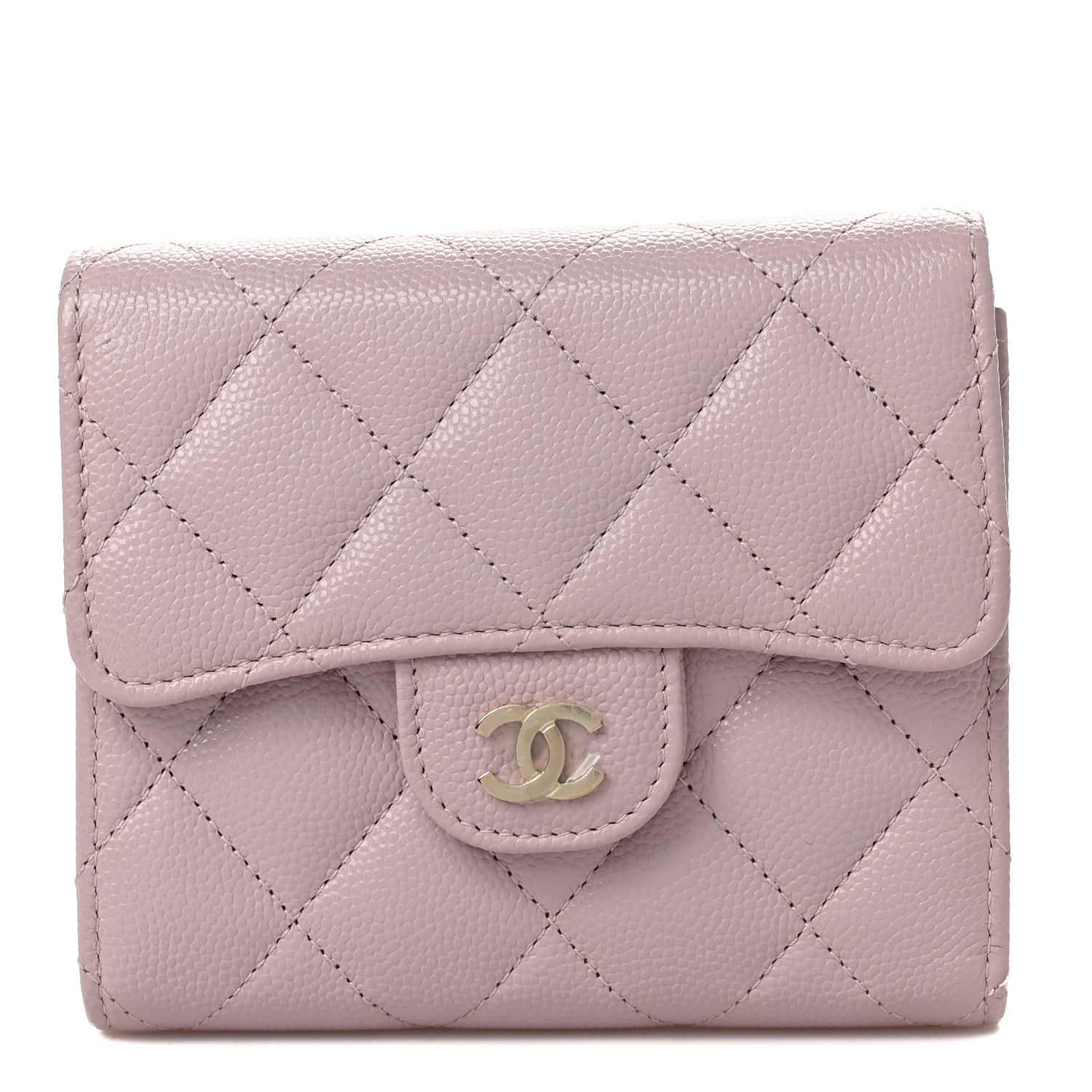 Chanel Caviar Quilted Compact Flap Wallet Light Pink 1 of 7