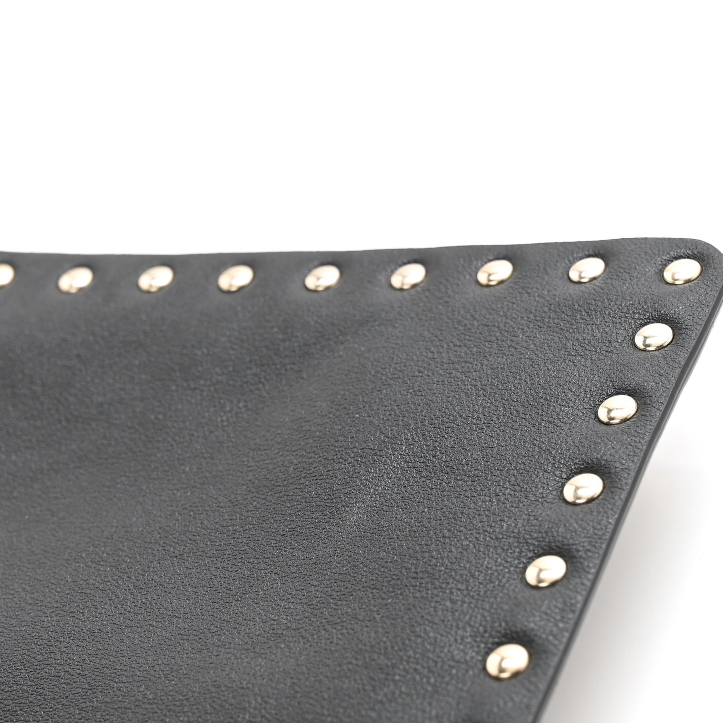 Vitello Large Rockstud Zip Pouch Black