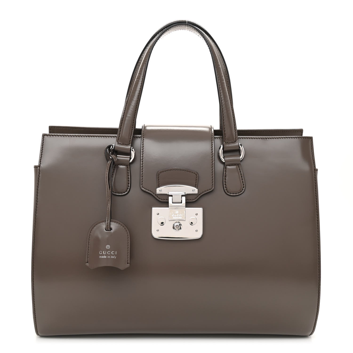 Gucci Regent Calfskin Large Lady Lock Flap Top Handle Bag Grey 1 of 10