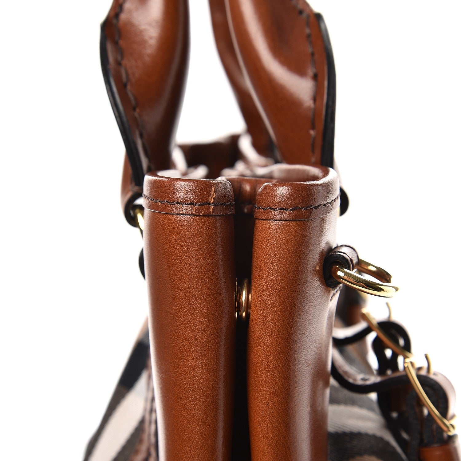 Burberry House Check Bridle Calfskin Small Whipstitch Tote Dark Tan 16 of 16