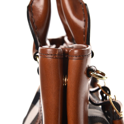Burberry House Check Bridle Calfskin Small Whipstitch Tote Dark Tan 16 of 16