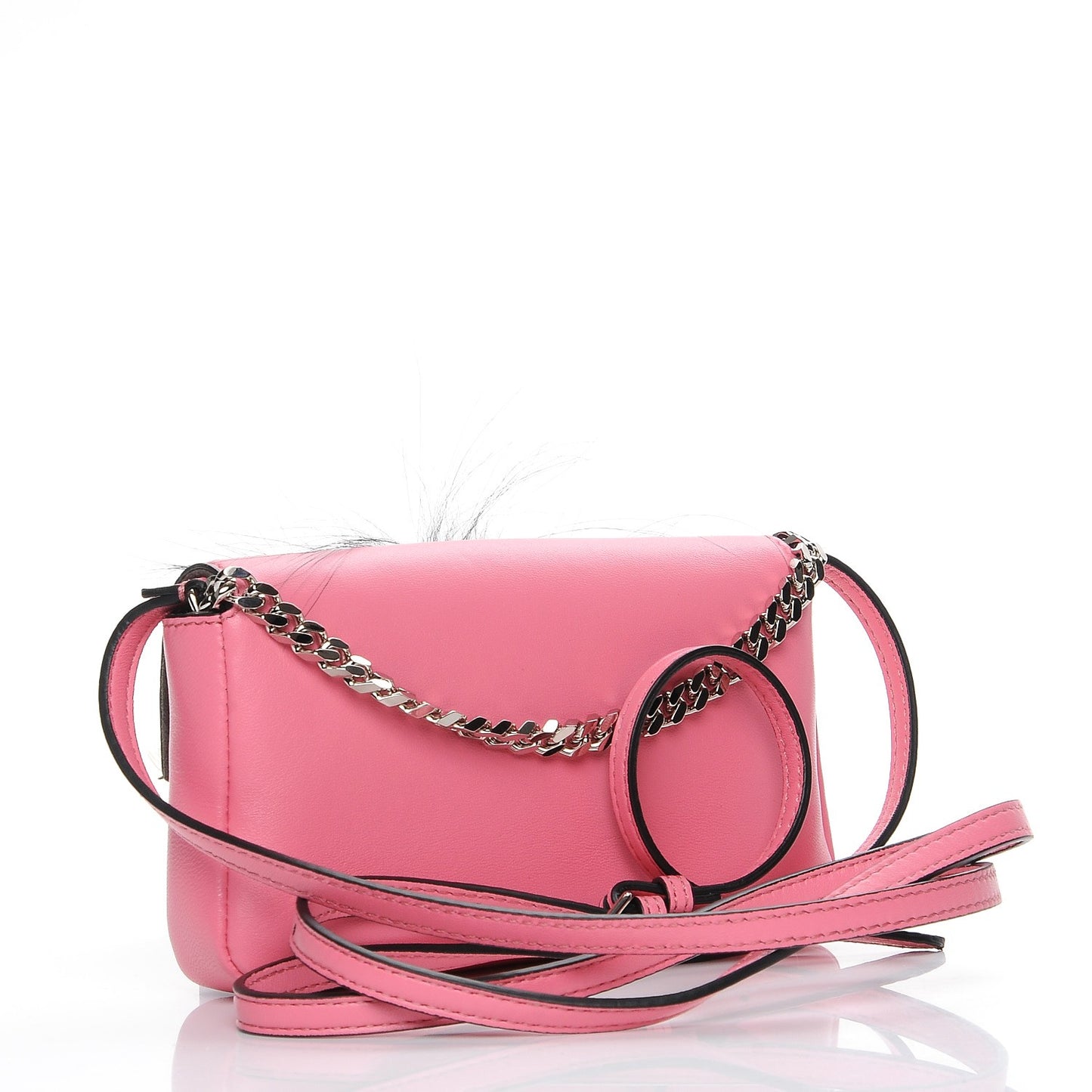 Nappa Rabbit Fox Fur Micro Buggie Baguette Rosa Fluo Multicolor