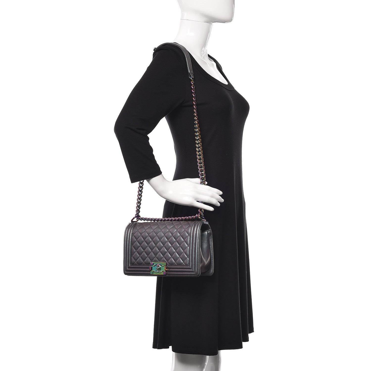 Chanel Iridescent Goatskin Quilted Medium Boy Flap Purple 2 of 9