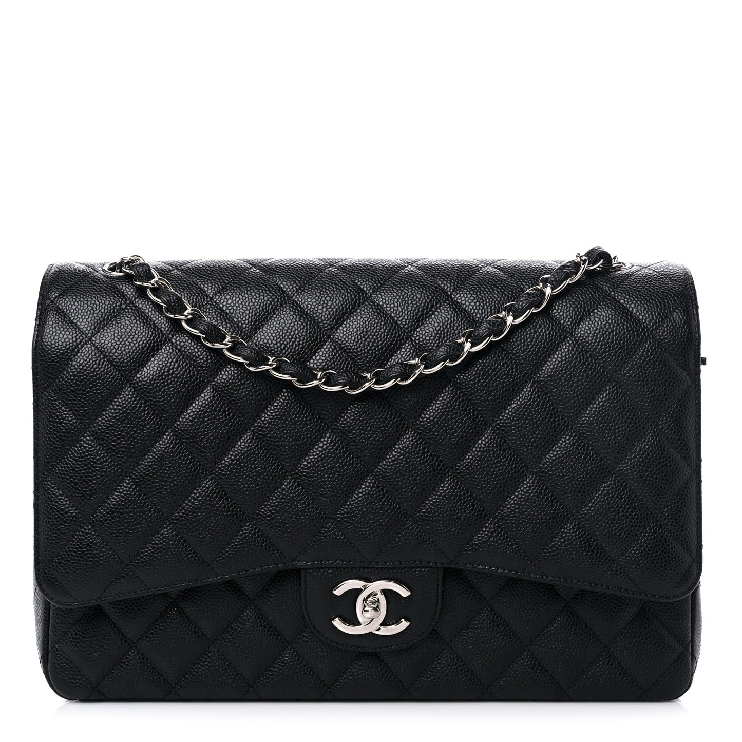 Caviar Quilted Maxi Double Flap Black