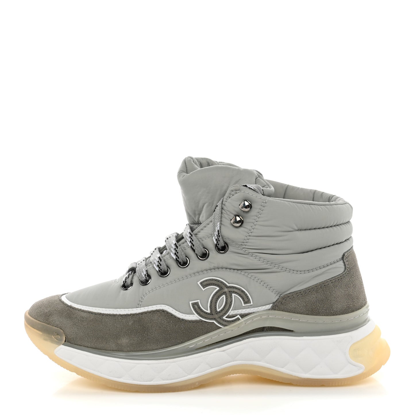 Fabric Calfskin Suede Womens CC Sneakers 38 Grey