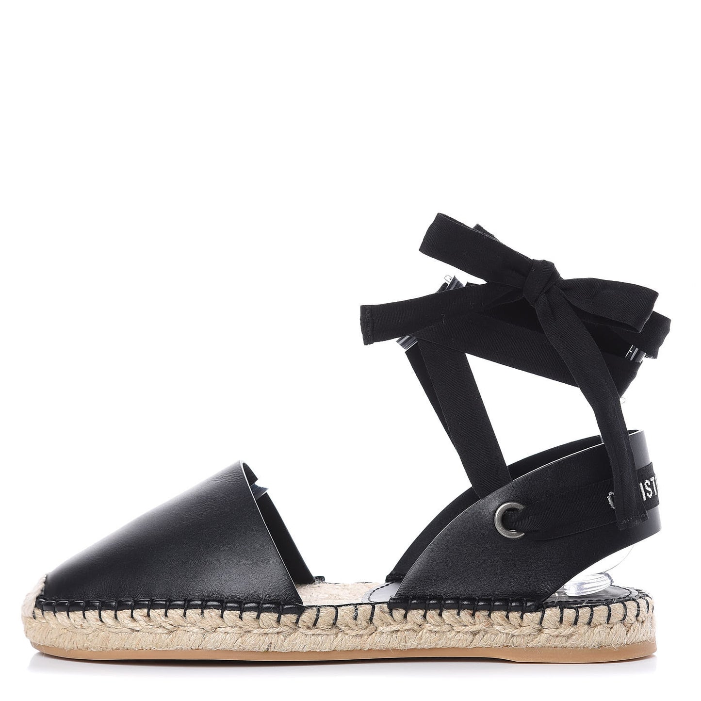 Calfskin Nicely-D Ankle Tie Espadrilles Flats 38 Black