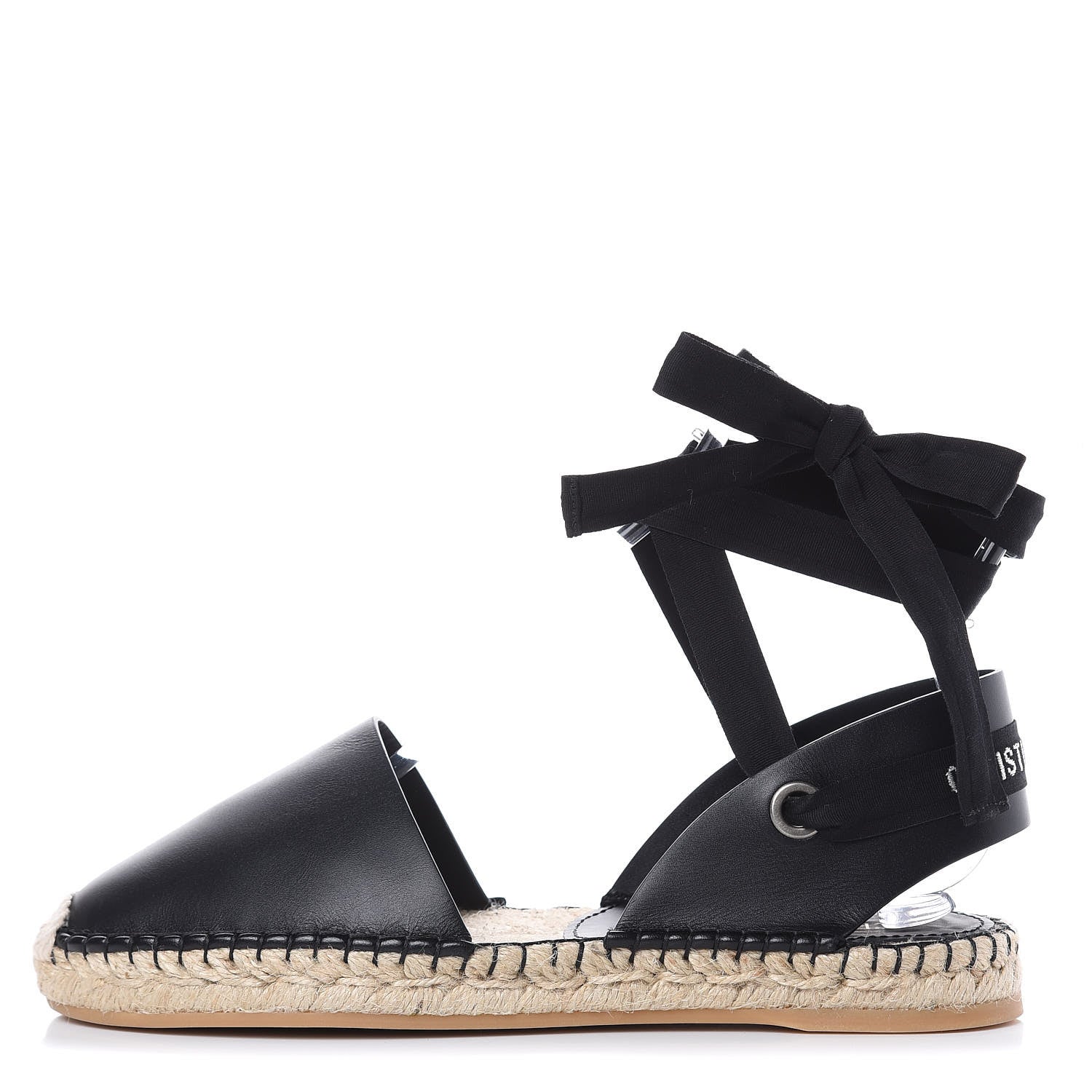 Christian Dior Calfskin Nicely-D Ankle Tie Espadrilles Flats 38 Black 1 of 8