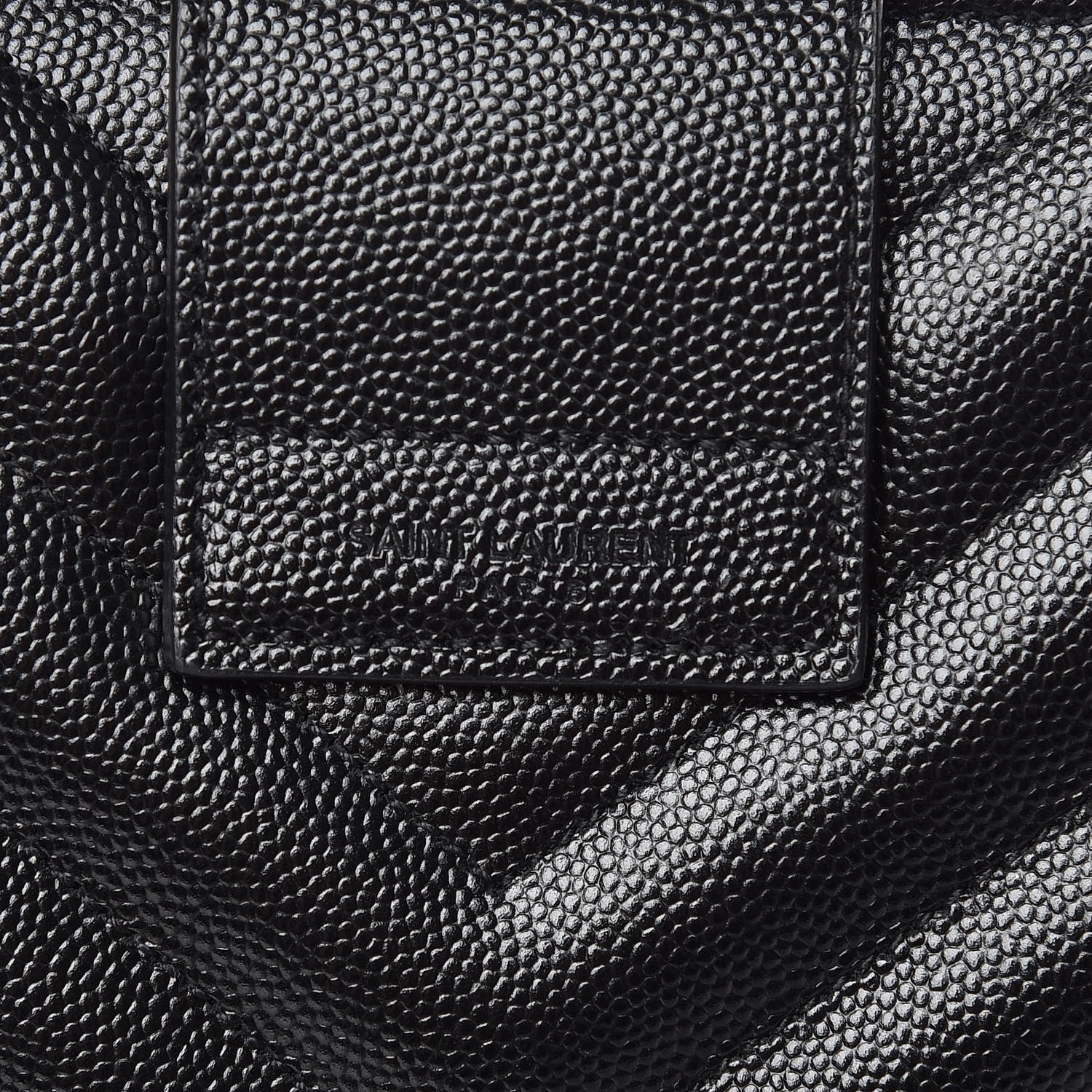 Saint Laurent Grain De Poudre Matelasse Chevron Monogram Shopping Bag Black 11 of 12