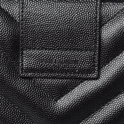 Saint Laurent Grain De Poudre Matelasse Chevron Monogram Shopping Bag Black 11 of 12