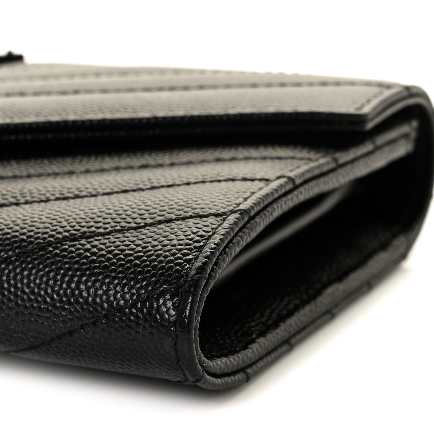 Grain De Poudre Matelasse Chevron Monogram Flap Wallet Black