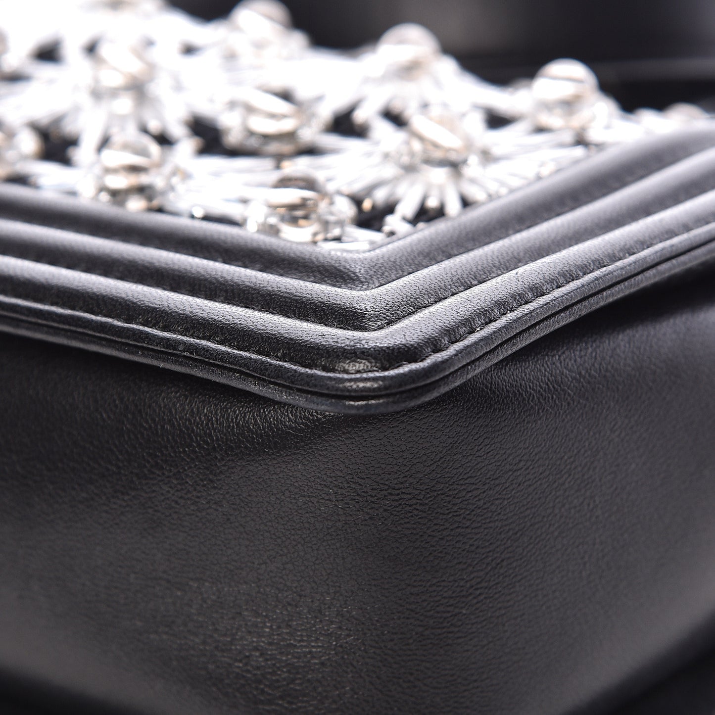 Lambskin Satin LED Metal Small Boy Flap Black
