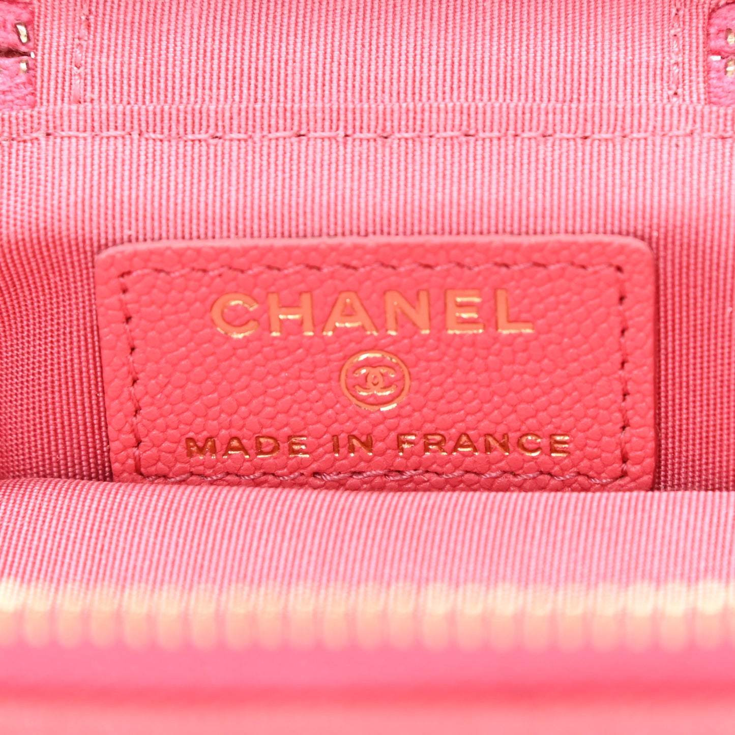 Caviar Quilted Mini Top Handle Vanity With Chain Pink