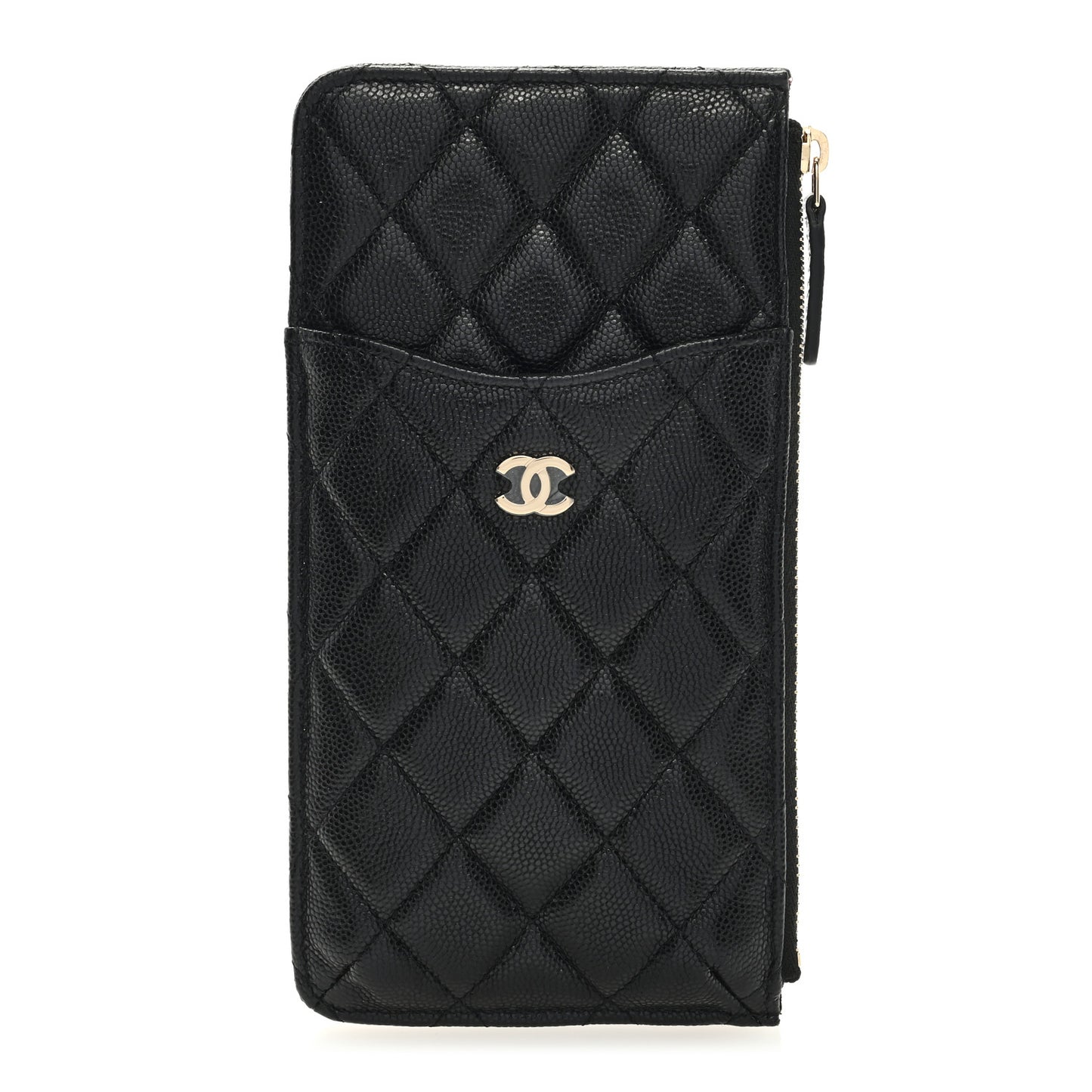Caviar Quilted Classic Flat Wallet Pouch Black