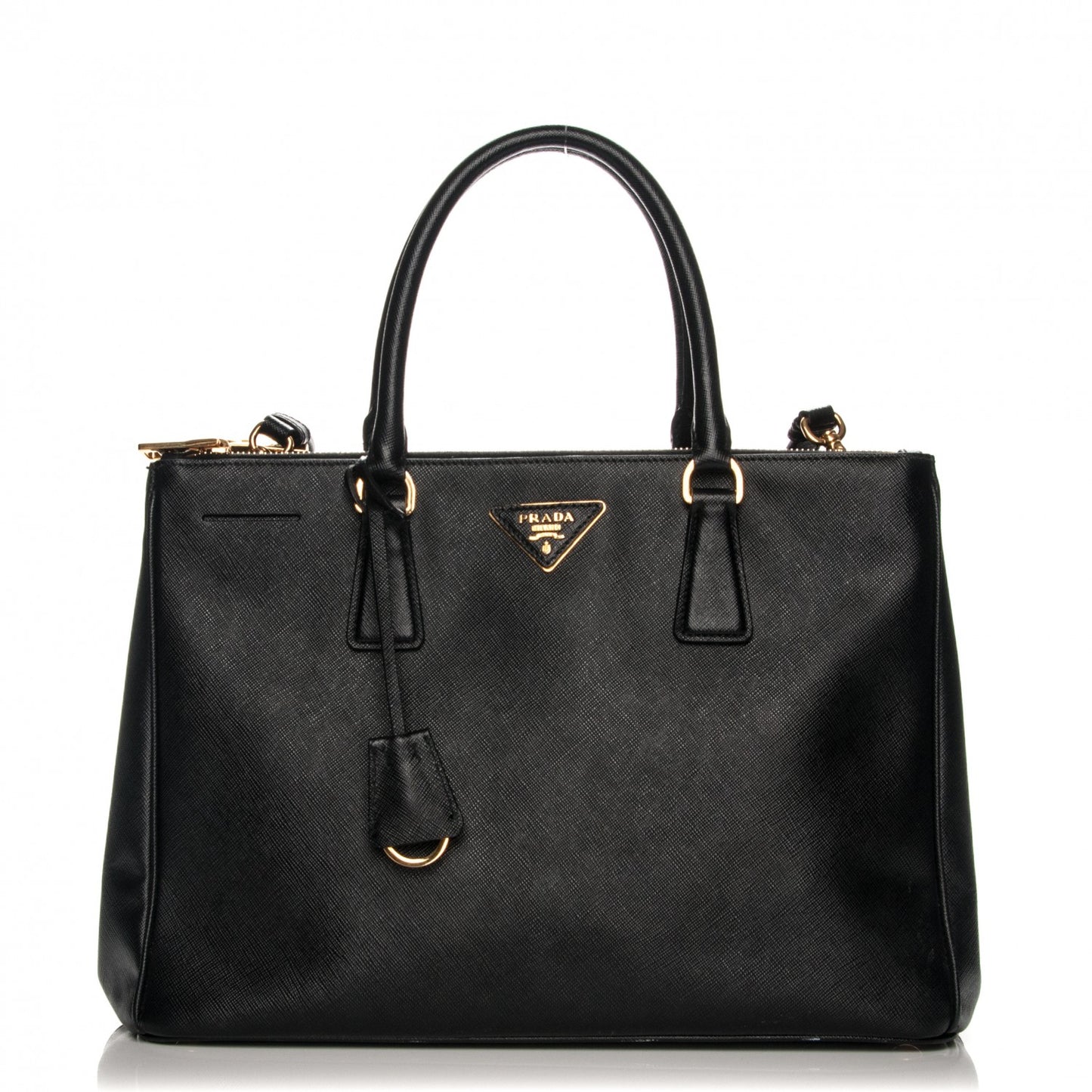 Saffiano Medium Galleria Double Zip Tote Black