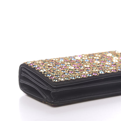 Christian Dior Sequin Suede Calfskin Logo Clutch Black Multicolor 8 of 12