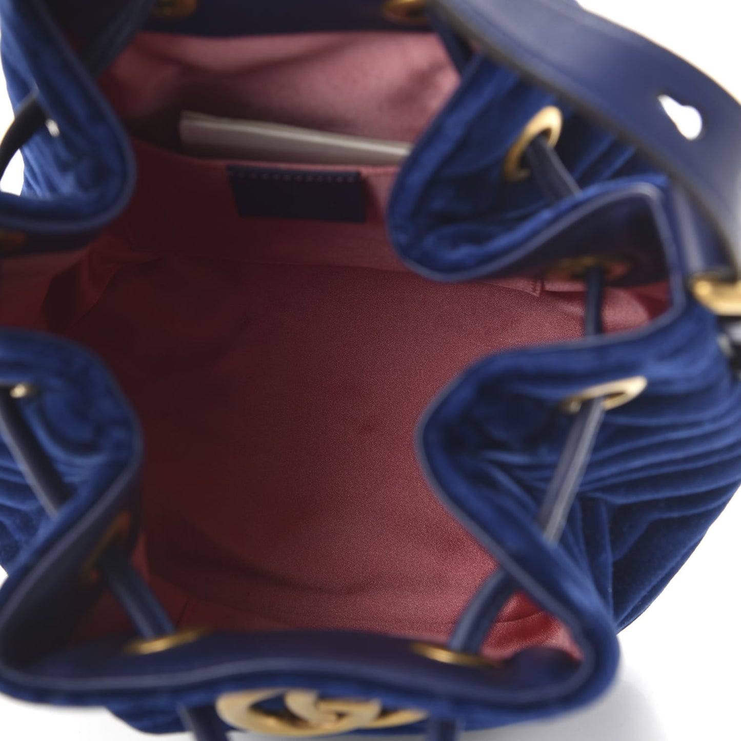 Velvet Matelasse GG Marmont Bucket Bag Cobalt Blue