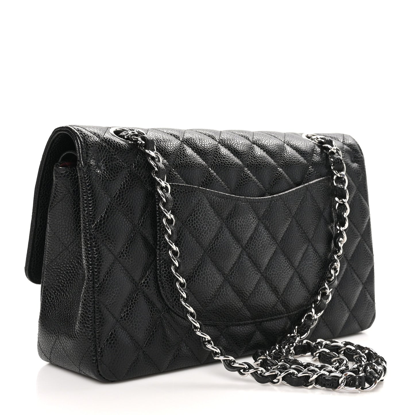 Caviar Quilted Medium Double Flap Black