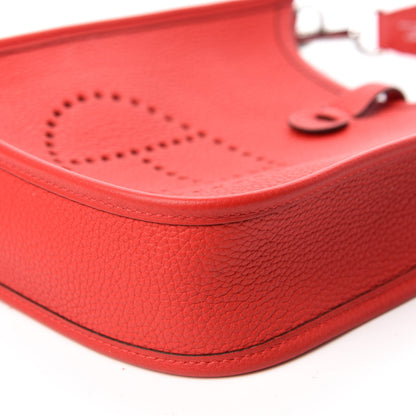 Hermes Taurillon Clemence Evelyne TPM Rouge De Coeur Bleu Du Nord 7 of 12