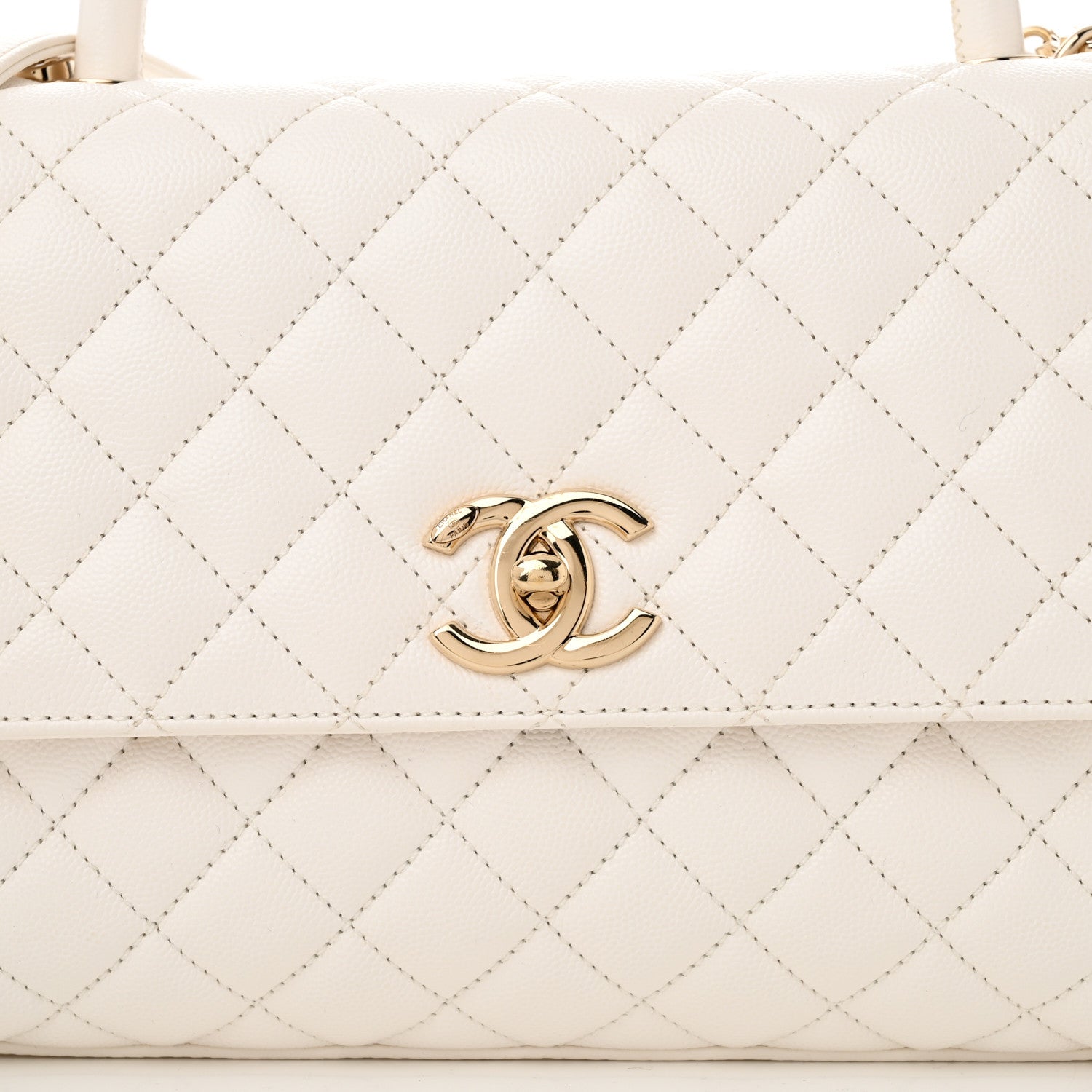 Chanel Caviar Quilted Small Coco Handle Flap White 8 of 11