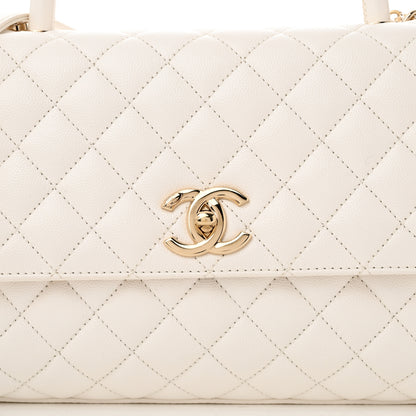 Chanel Caviar Quilted Small Coco Handle Flap White 8 of 11