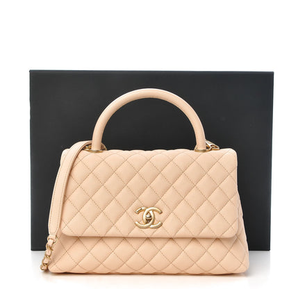 Chanel Caviar Quilted Small Coco Handle Flap Light Beige 11 of 11