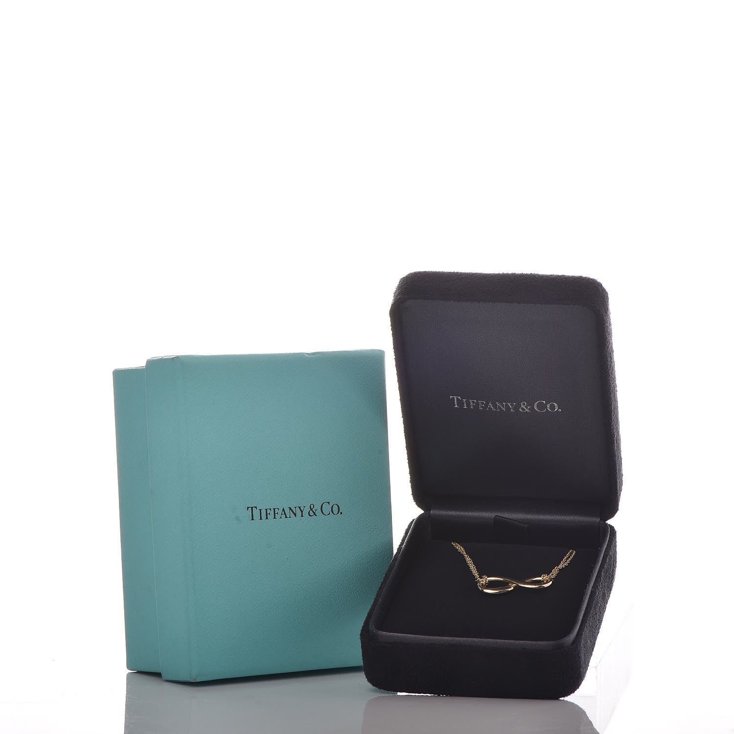 Tiffany 18K Yellow Gold Infinity Double Chain Pendant Necklace 7 of 7