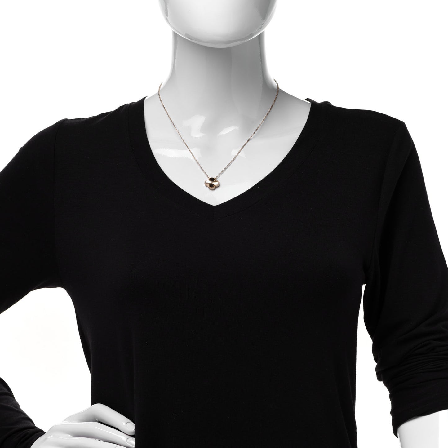18K Yellow Gold Guilloche Vintage Alhambra Pendant Necklace
