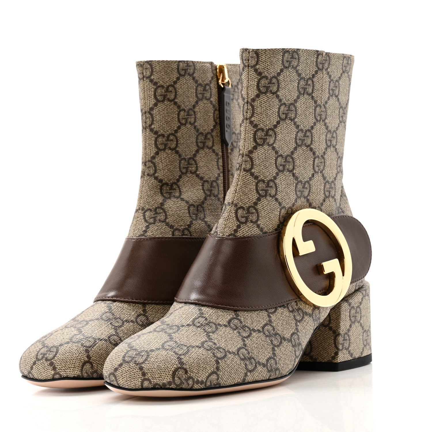 Gucci GG Supreme Monogram Malaga Kid Blondie 55mm Ankle Boots 35 Beige Ebony New Acero 3 of 13