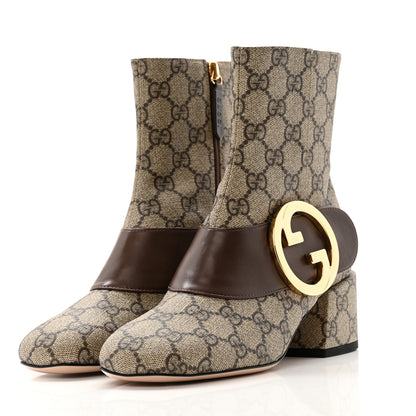 Gucci GG Supreme Monogram Malaga Kid Blondie 55mm Ankle Boots 35 Beige Ebony New Acero 3 of 13