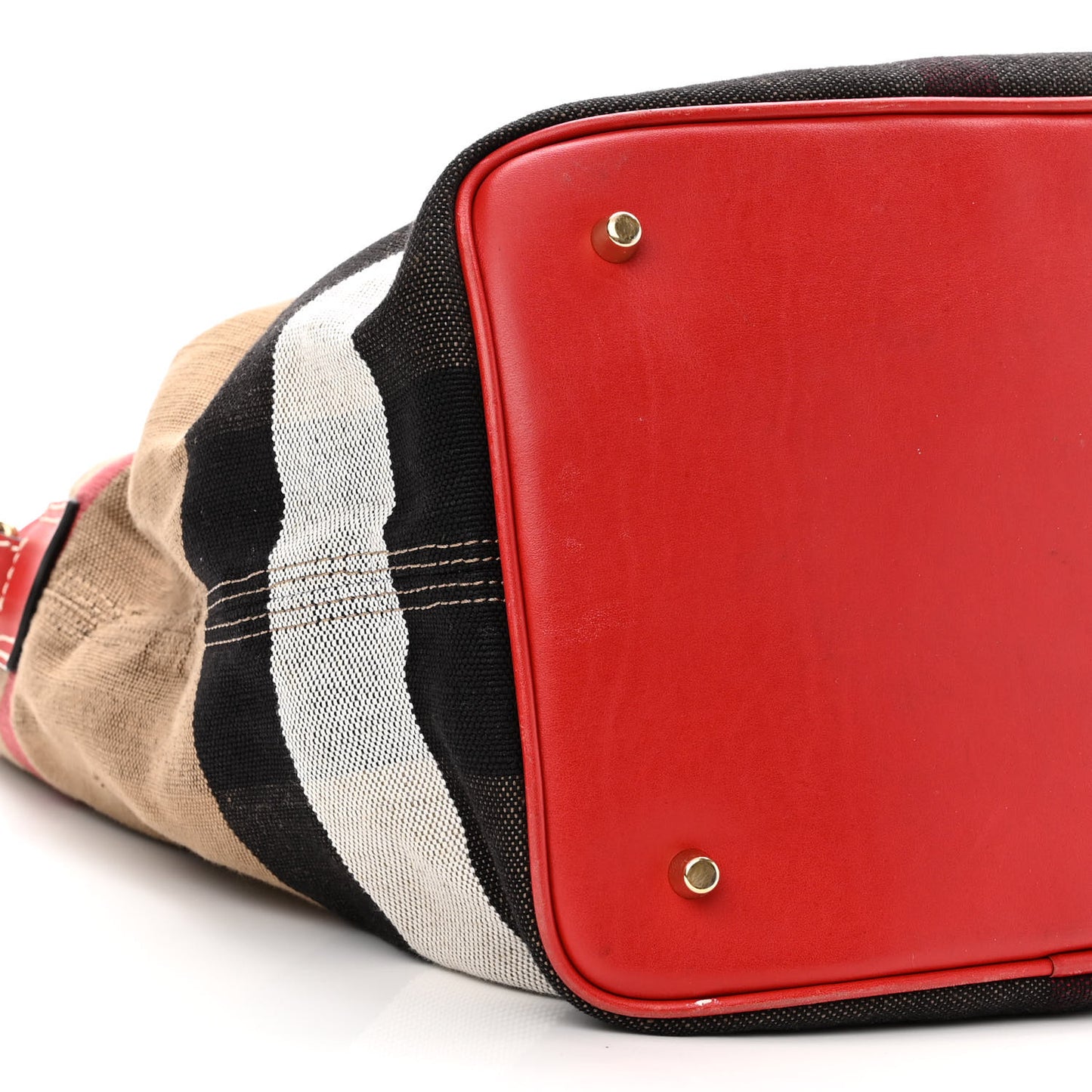 Canvas Mega Check Medium Ashby Bucket Bag Red
