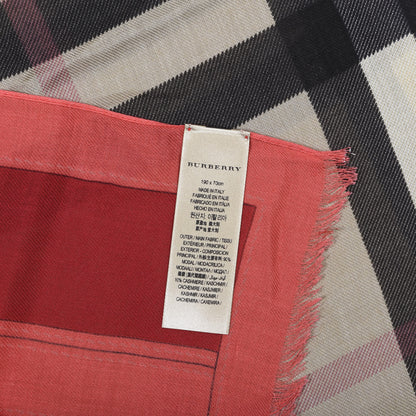 Burberry Modal Cashmere Haymarket Check Color Border Scarf Pomegranate 2 of 3