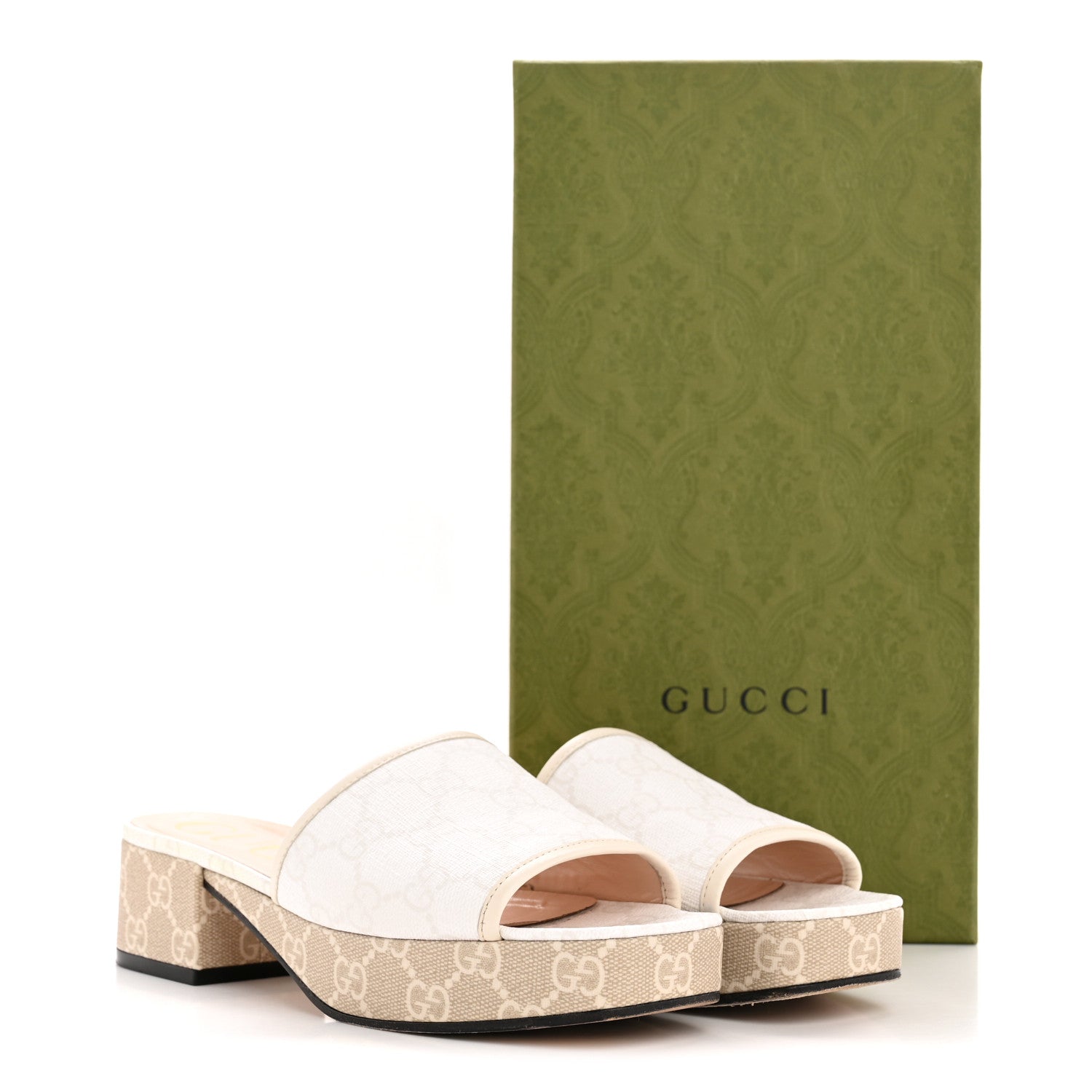 Gucci GG Supreme Monogram Malaga Kid Platform Mule Sandals 36