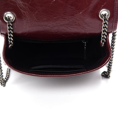Saint Laurent Crinkled Calfskin Matelasse Monogram Niki Chain Wallet Dark Legion Red 5 of 11