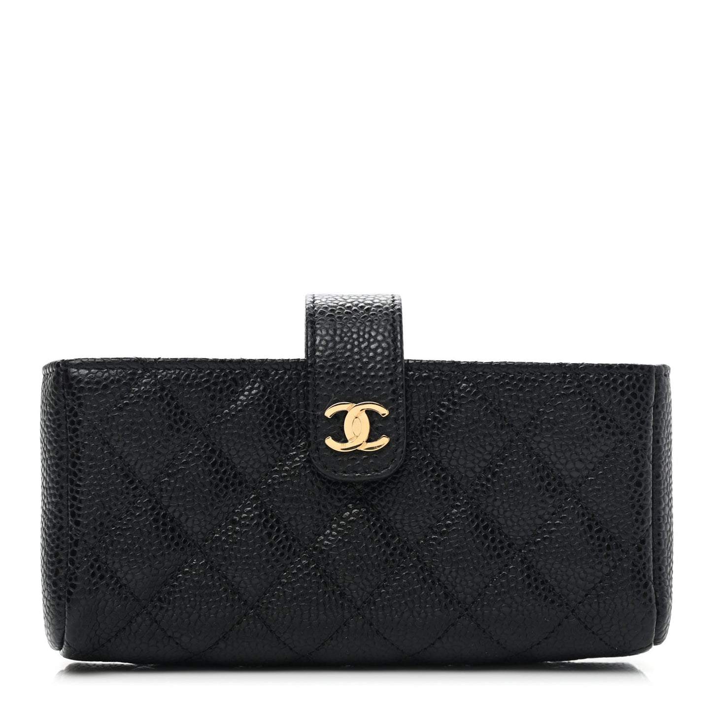 Caviar Quilted Mini Phone Holder Clutch Black