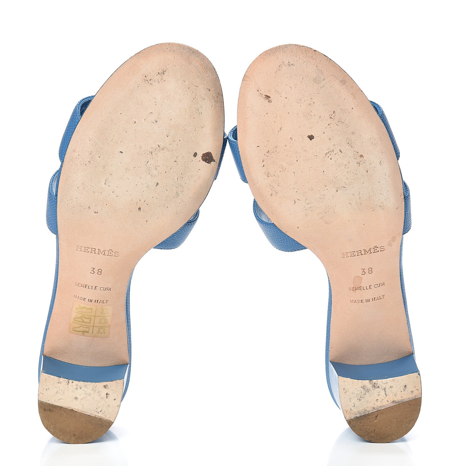 Hermes Epsom Oasis Sandals 38 Bleu Curacao 5 of 14