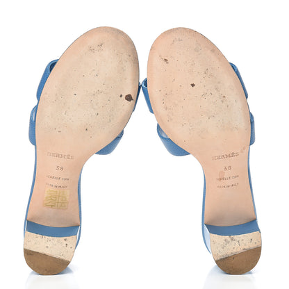 Hermes Epsom Oasis Sandals 38 Bleu Curacao 5 of 14