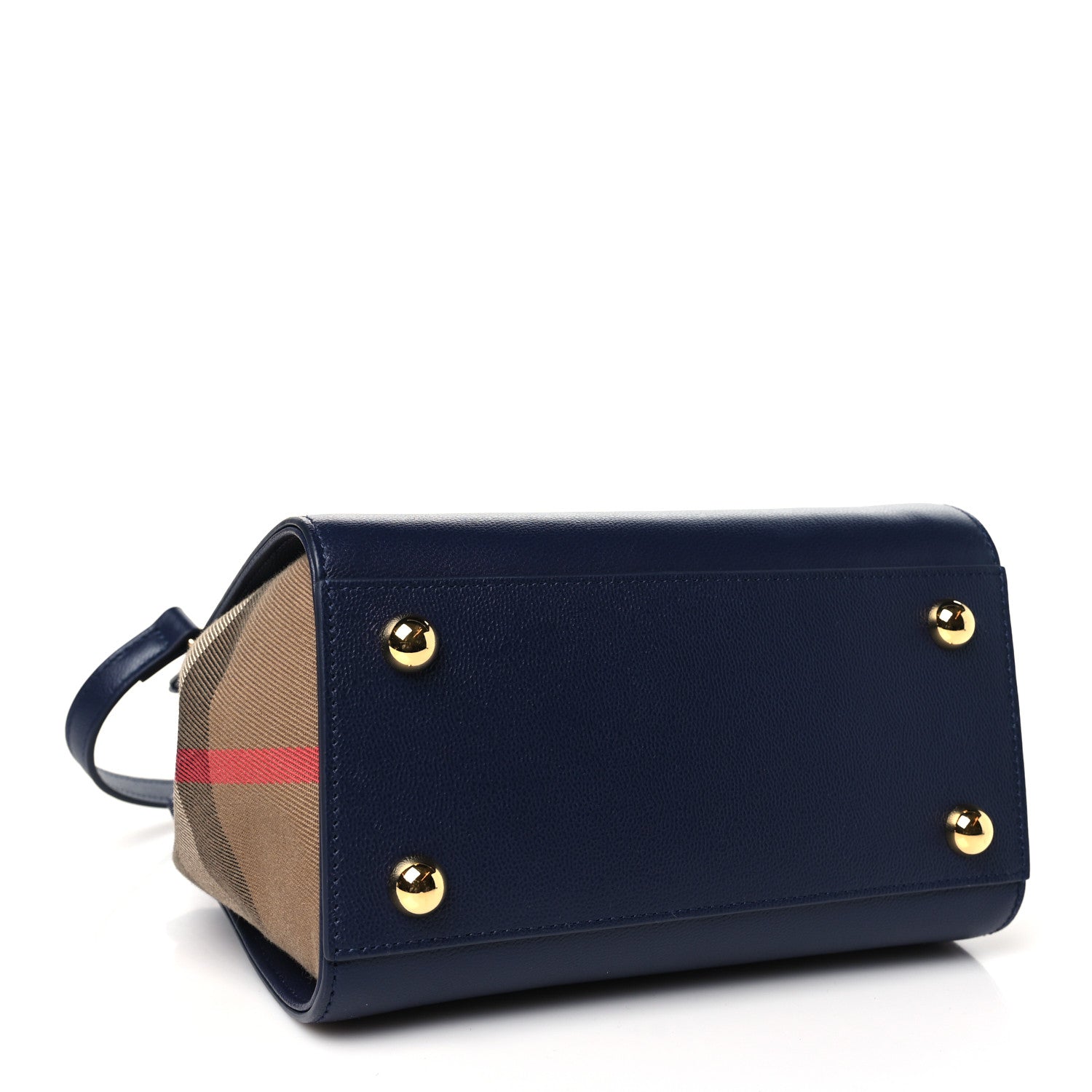 Burberry Calfskin Mega Check Mini Banwell Tote Dark Canvas Blue 4 of 9