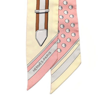 Hermes Silk Grand Tralala Twilly Rose Poudre Jaune 2 of 4