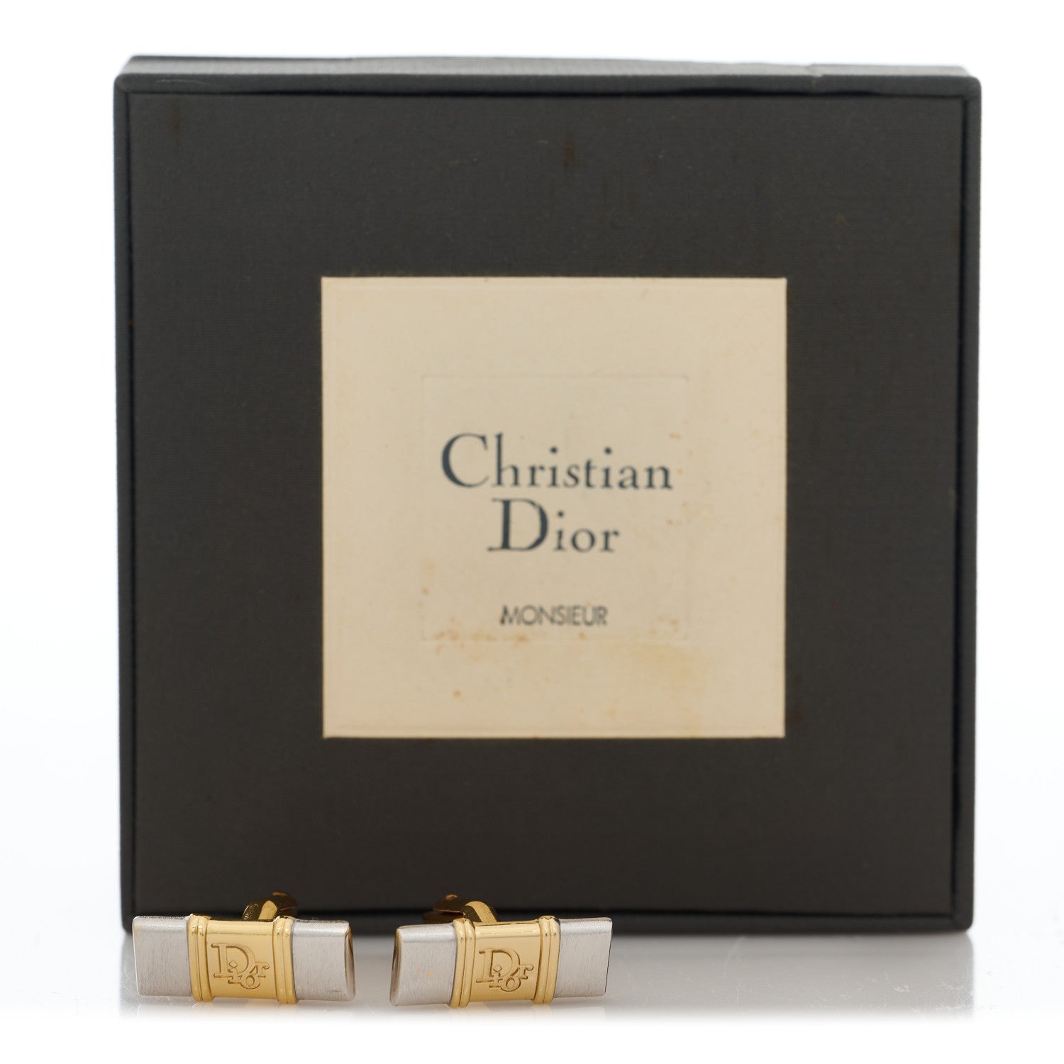 Christian Dior Homme Logo Cufflinks Gold Silver 9 of 9