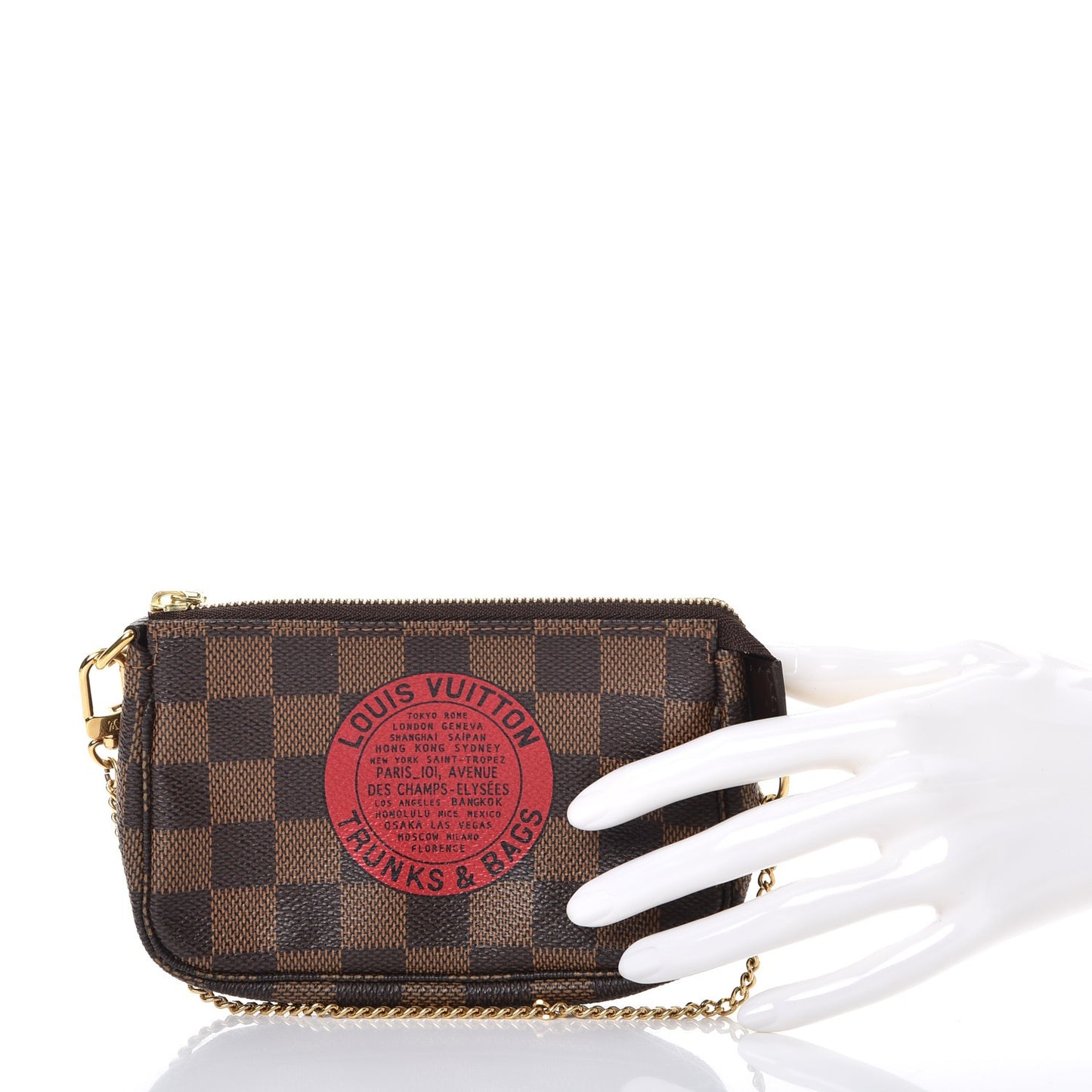 Damier Ebene Complice Trunks and Bags Mini Pochette Accessories Red