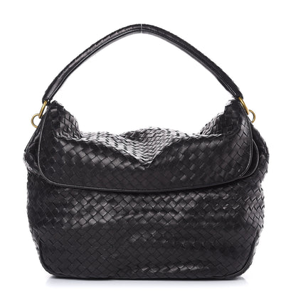 Bottega Veneta Nappa Intrecciato Flap Shoulder Bag Black 1 of 14